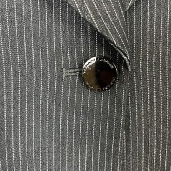 Tahari Arthur S Levine Jacket Womens 12 Gray Stripe Button Polyester Blend-6583 - Picture 4 of 13